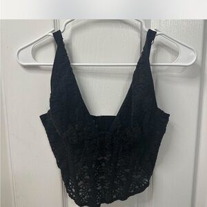 Chic Black Lace V-Neck Crop Top